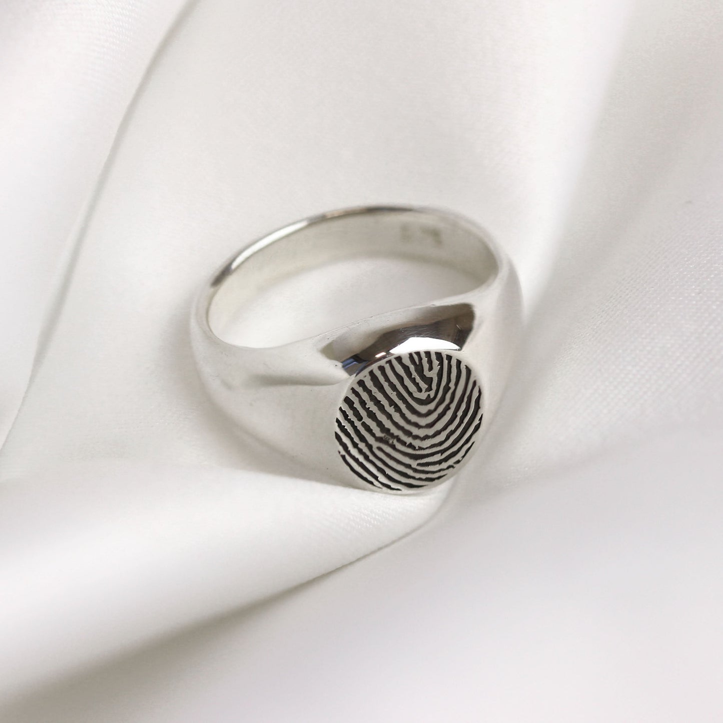 Personalised Sterling Silver Fingerprint Signet Ring