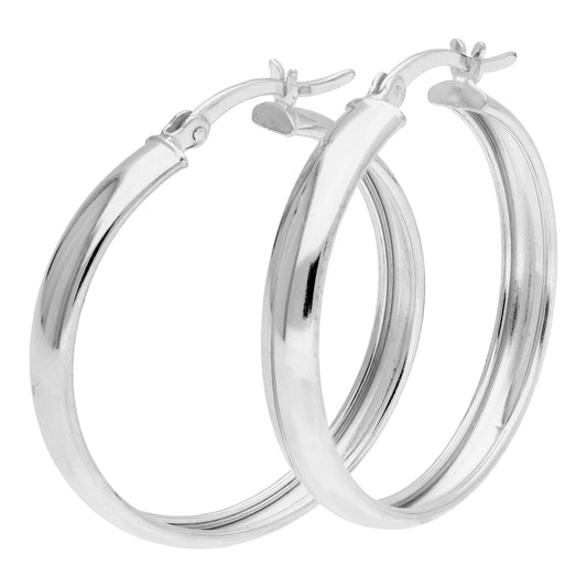 Sterling Silver Chunky Creole 30mm Hoop Earrings