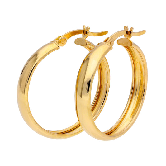 Gold Plated Sterling Silver Chunky Creole 25mm Hoop Earrings