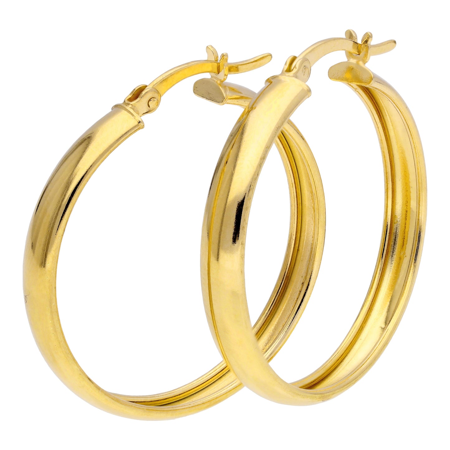 Gold Plated Sterling Silver Chunky Creole 30mm Hoop Earrings