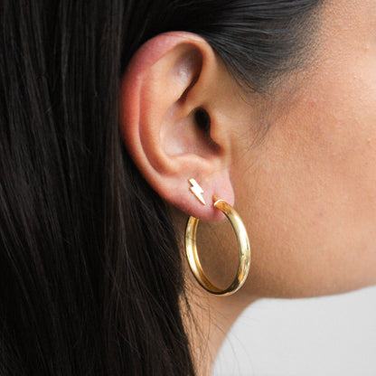 Gold Plated Sterling Silver Chunky Creole 30mm Hoop Earrings