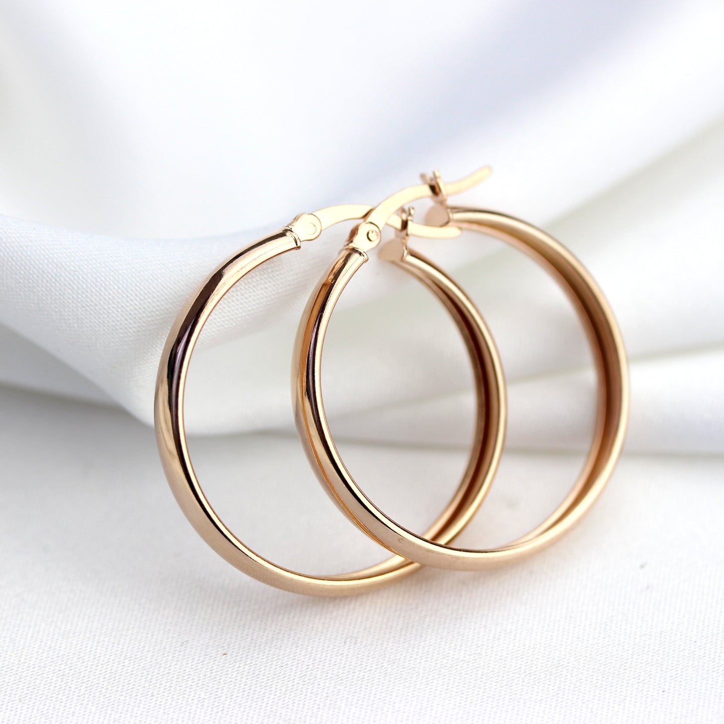 Rose Gold Plated Sterling Silver Creole 30mm Hoop Earrings