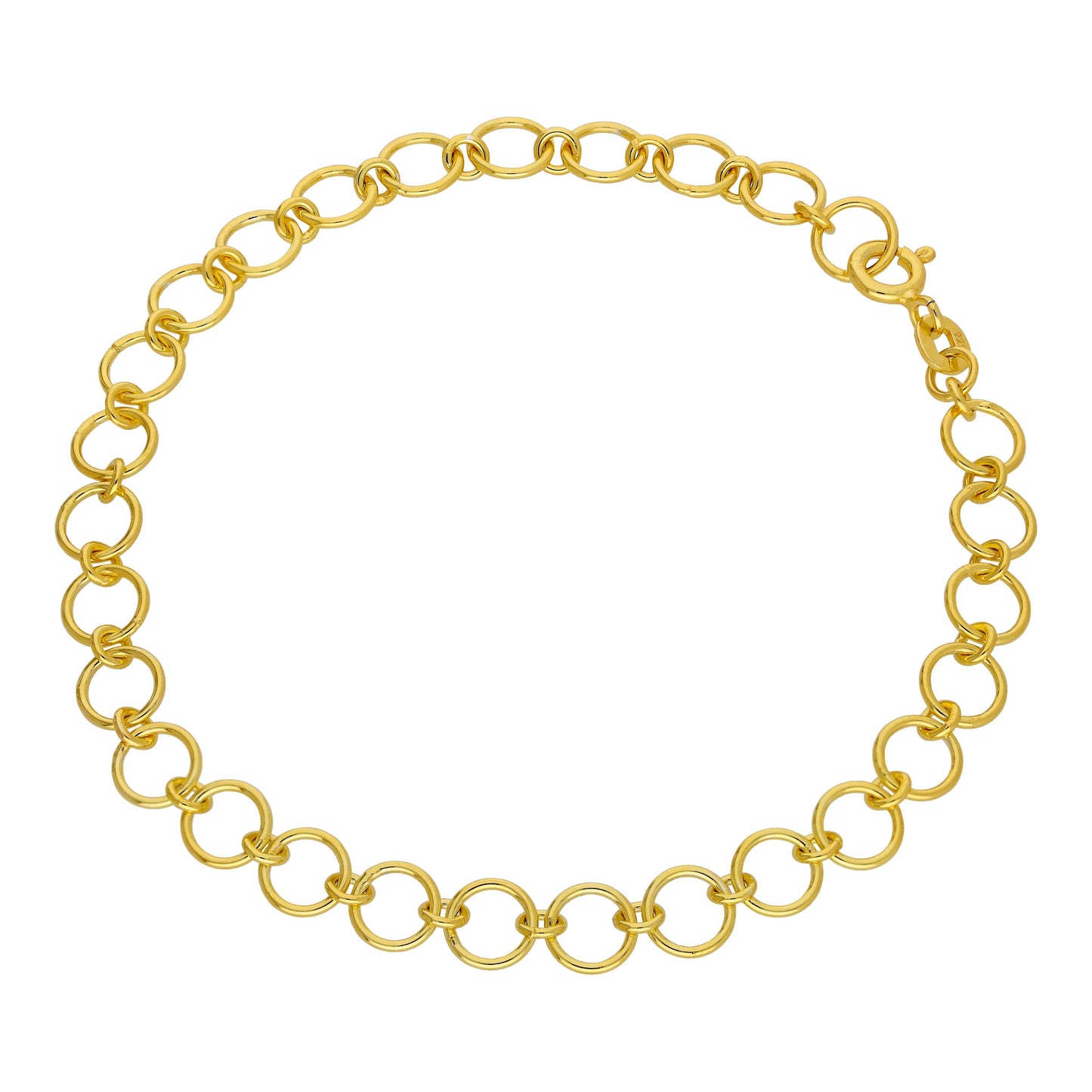 Gold Plated Sterling Silver Belcher Chain Bracelet 7 Inches