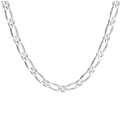 Sterling sølv Flat Figaro Link Chain Halskjede 18 tommer