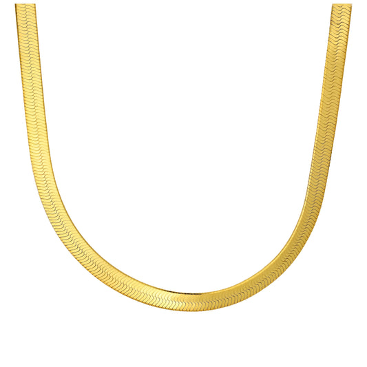 Gold Plated Sterling Silver Herringbone Necklace 18 Inches