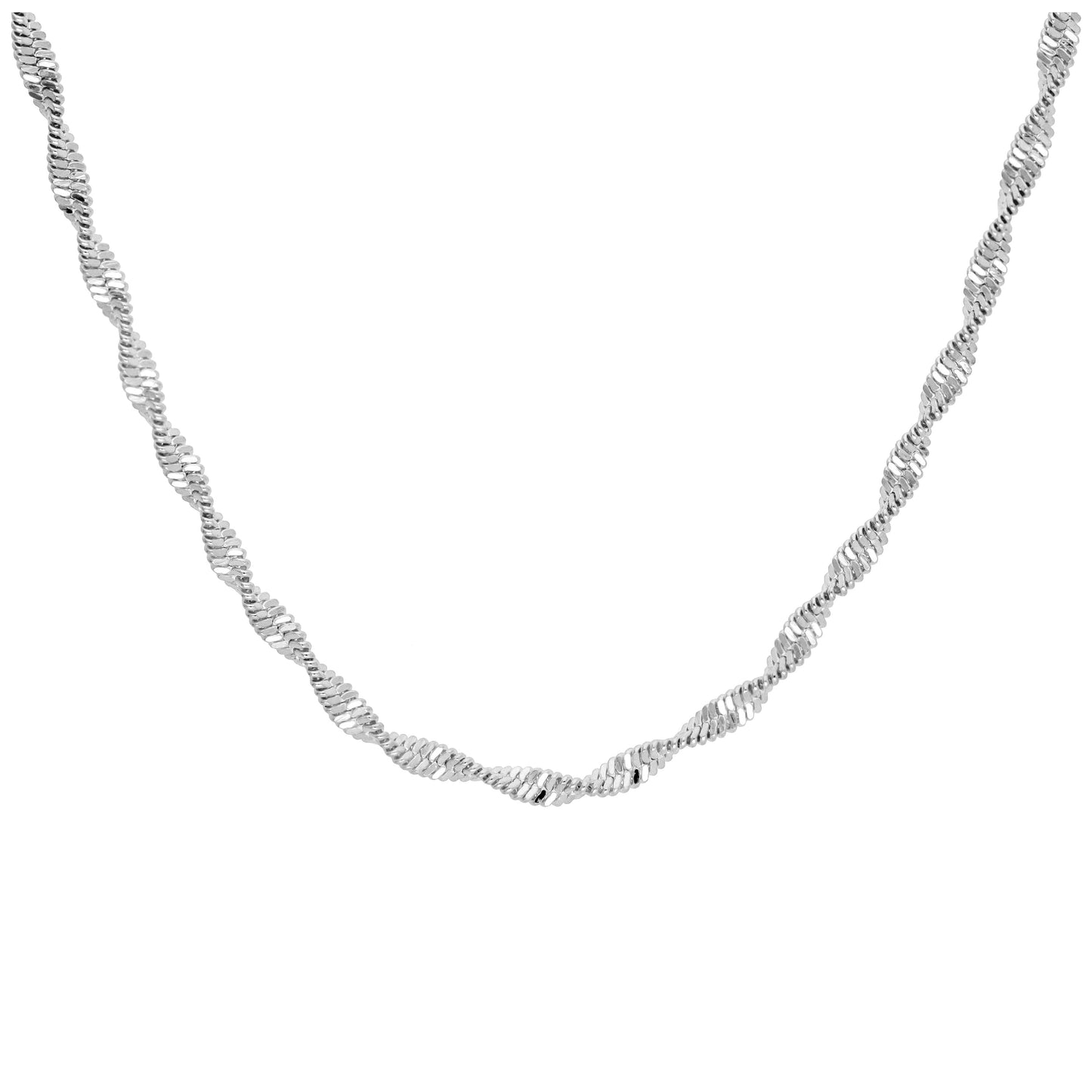 Sterling Silver Disco Snake Twist Chain Necklace 18 Inches