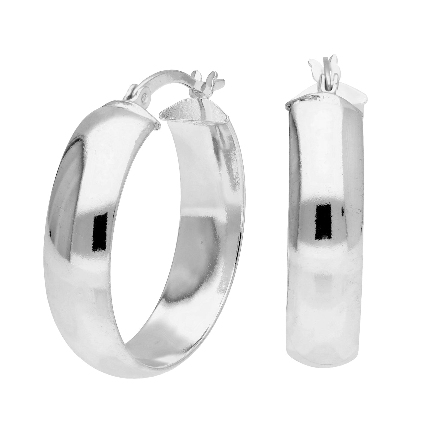 Sterling Silver Chunky Creole 25mm Hoop Earrings