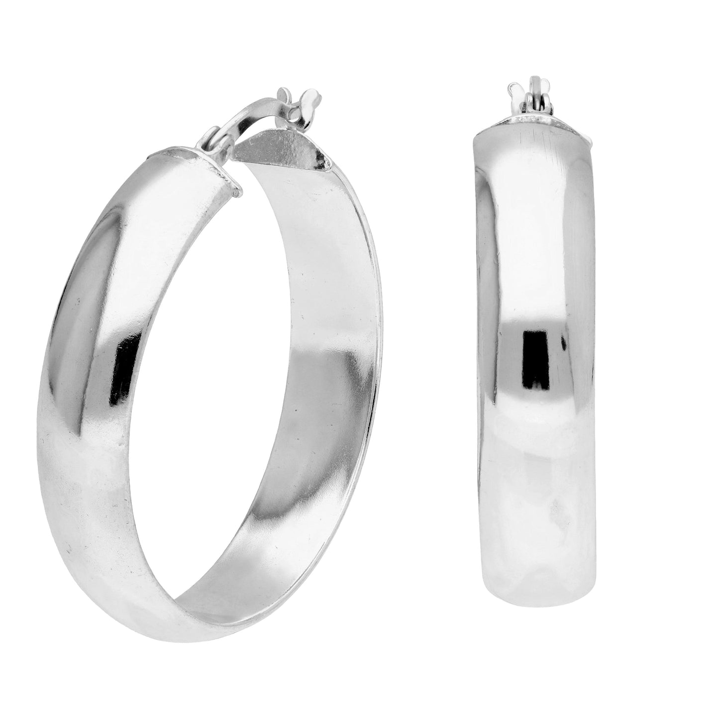 Sterling Silver Chunky Creole 30mm Hoop Earrings