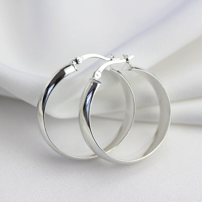 Sterling Silver Chunky Creole 30mm Hoop Earrings