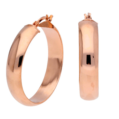 Rose Gold Plated Sterling Silver Chunky Creole 30mm Hoop Earrings