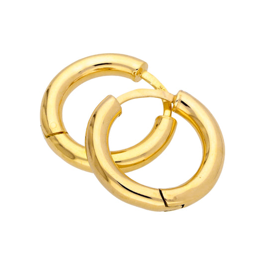 Gold Plated Sterling Silver Chunky 20mm Huggie Hoop Earrings