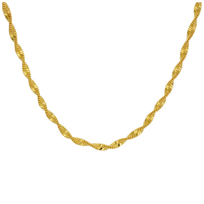 Gold Plated Sterling Silver Twisted Chain Necklace 18 Inches