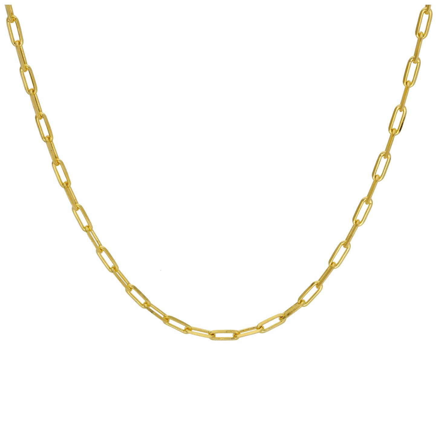 Gold Plated Sterling Silver Long Link Cable Necklace 18 Inches