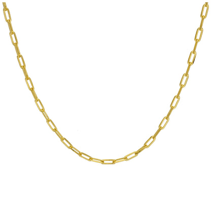 Gold Plated Sterling Silver Long Link Cable Necklace 18 Inches