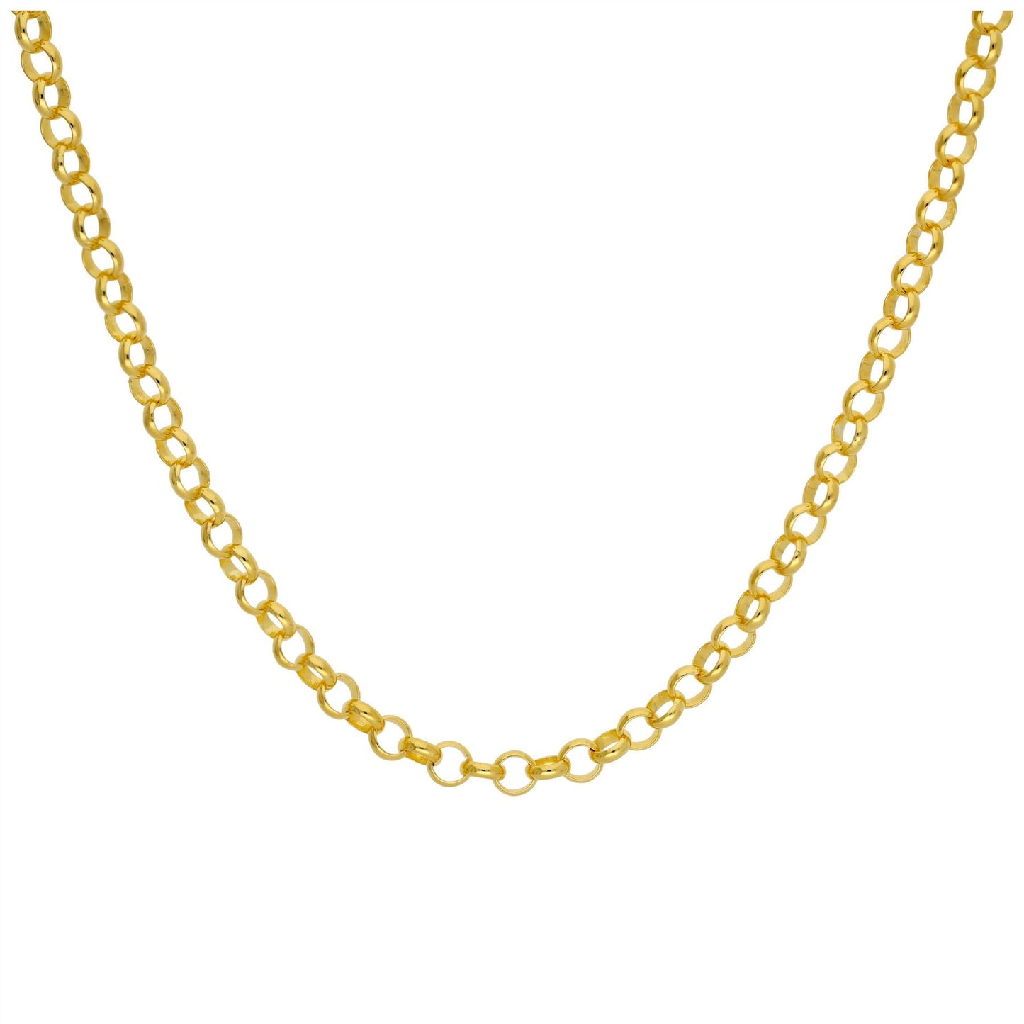 Gold Plated Sterling Silver Rolo Link Chain Necklace 18 Inches