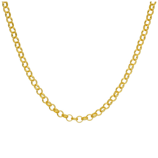 Gold Plated Sterling Silver Rolo Link Chain Necklace 18 Inches