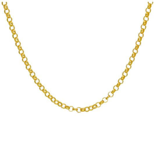 Gold Plated Sterling Silver 3mm Rolo Chain Necklace 18 Inches