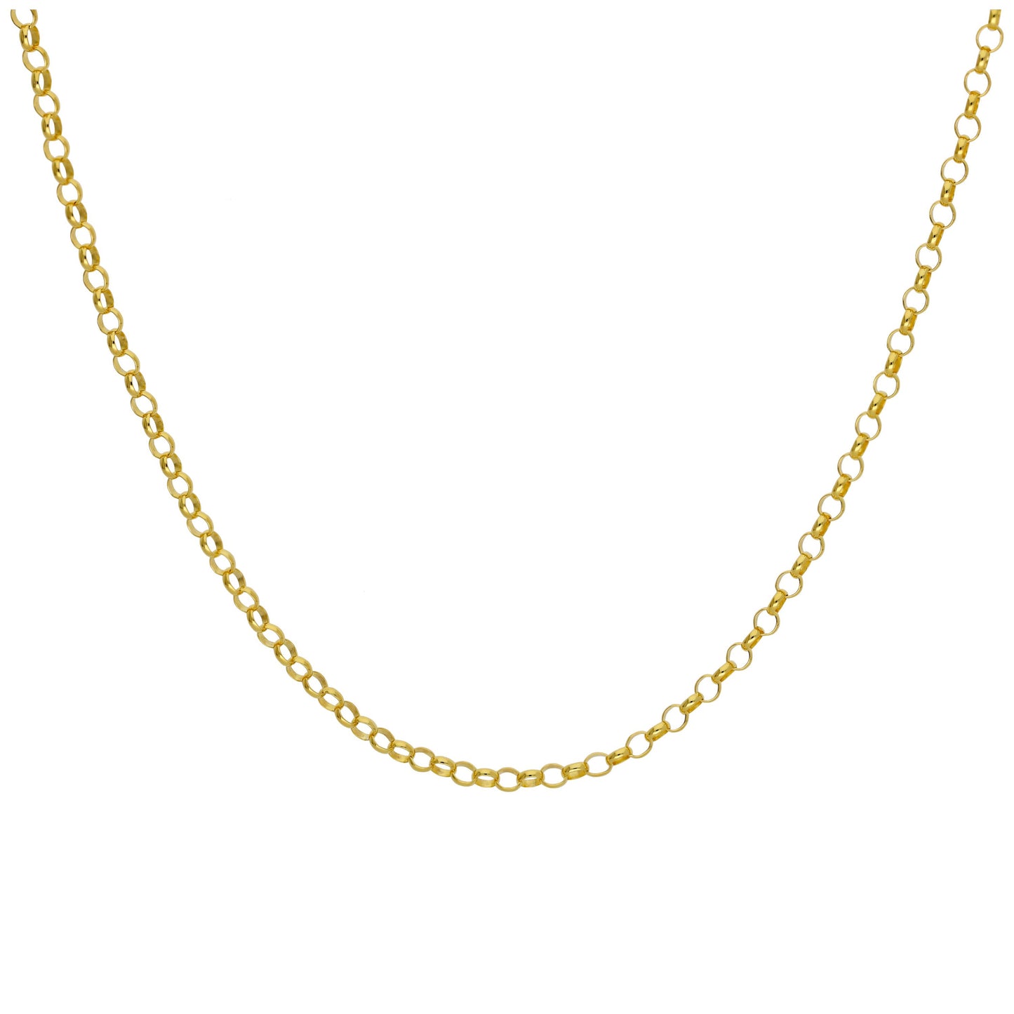 Gold Plated Sterling Silver 2mm Rolo Chain Necklace 18 Inches