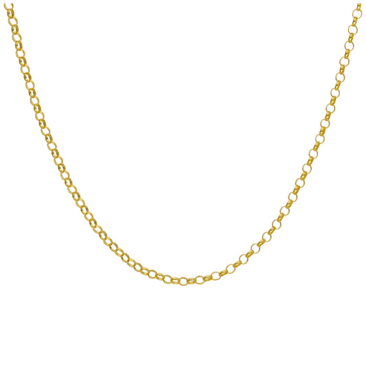 Gold Plated Sterling Silver 2mm Rolo Chain Necklace 18 Inches