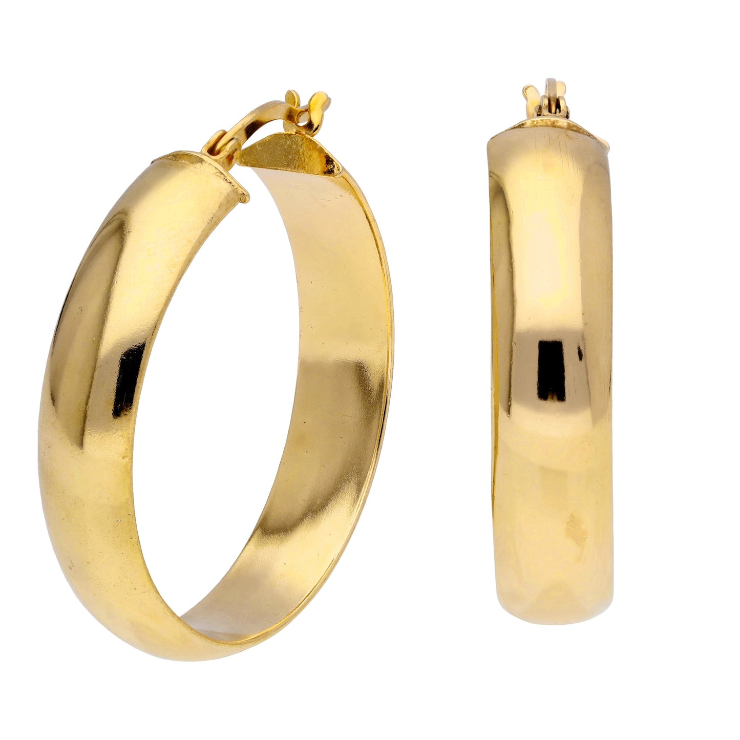 Gold Plated Sterling Silver Wide Creole 30mm Hoop Earrings