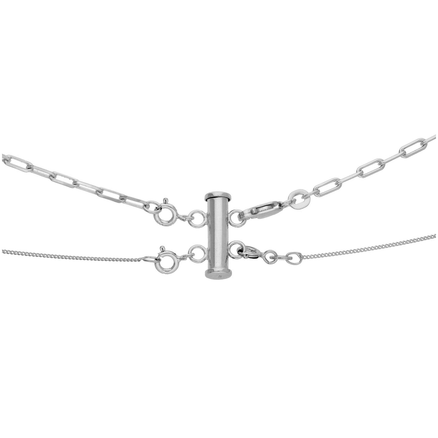 Sterling Silver 2 Row Bolt Ring Layer Necklace Clasp