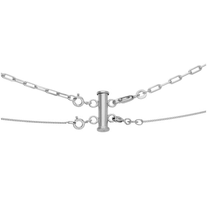 Sterling Silver 2 Row Bolt Ring Layer Necklace Clasp