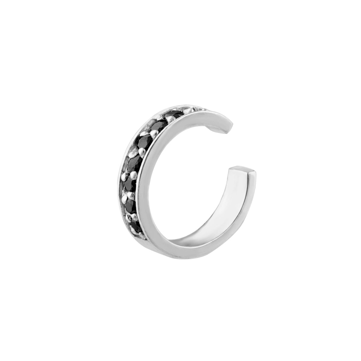 Sterling Silver Black CZ Pave Ear Cuff