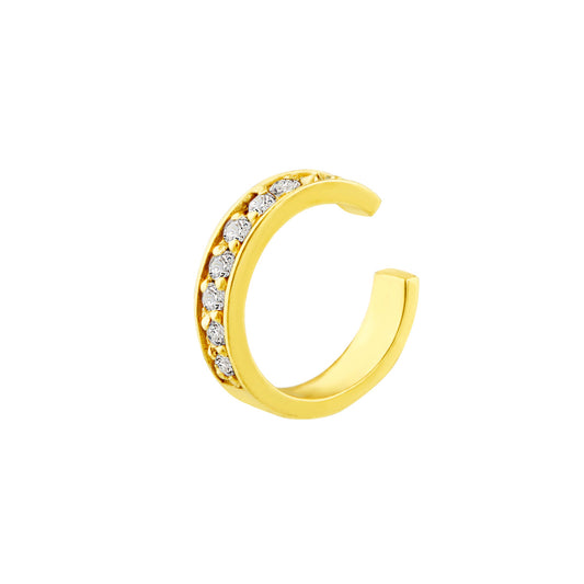 Gold Plated Sterling Silver Clear CZ Pave Ear Cuff