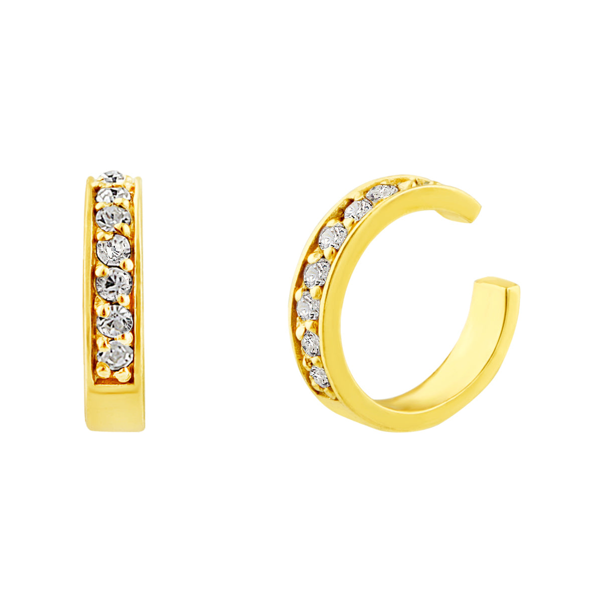 Gold Plated Sterling Silver Clear CZ Pave Ear Cuff