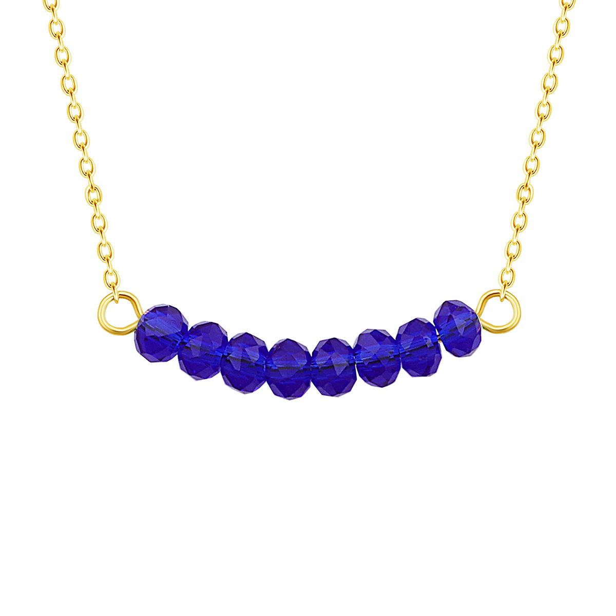 Gold Plated Sterling Silver CZ Sapphire Beaded Necklace