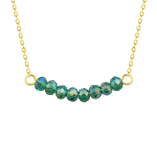 Gold Plated Sterling Silver CZ Emerald Bead 16 Inch Necklace