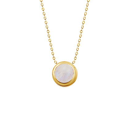 Gold Plated Sterling Silver 5mm Moonstone 16 Inch Necklace