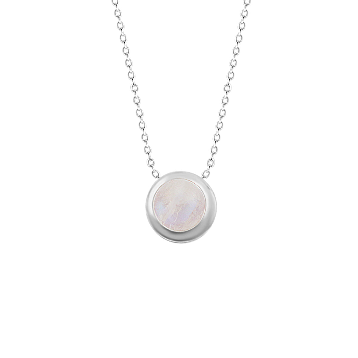 Sterling Silver 5mm Moonstone Adjustable 16 Inch Necklace