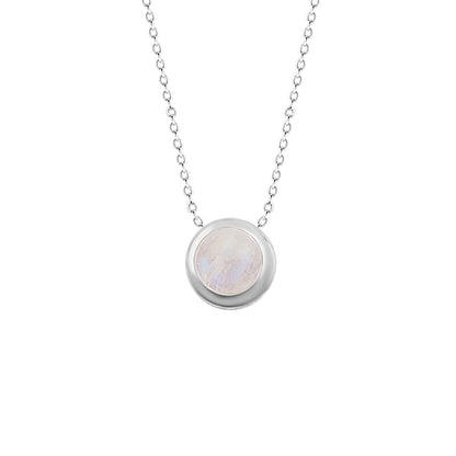 Sterling Silver 5mm Moonstone Adjustable 16 Inch Necklace