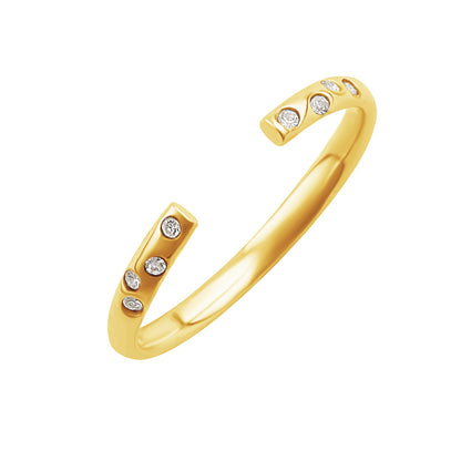 Gold Plated Sterling Silver CZ Open Adjustable Ring