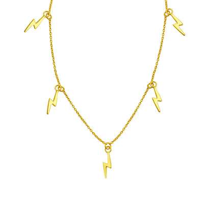 Gold Plated Sterling Silver Multi Lightning 16 Inch Necklace