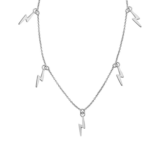 Sterling Silver Multi Lightning Adjustable 16 Inch Necklace