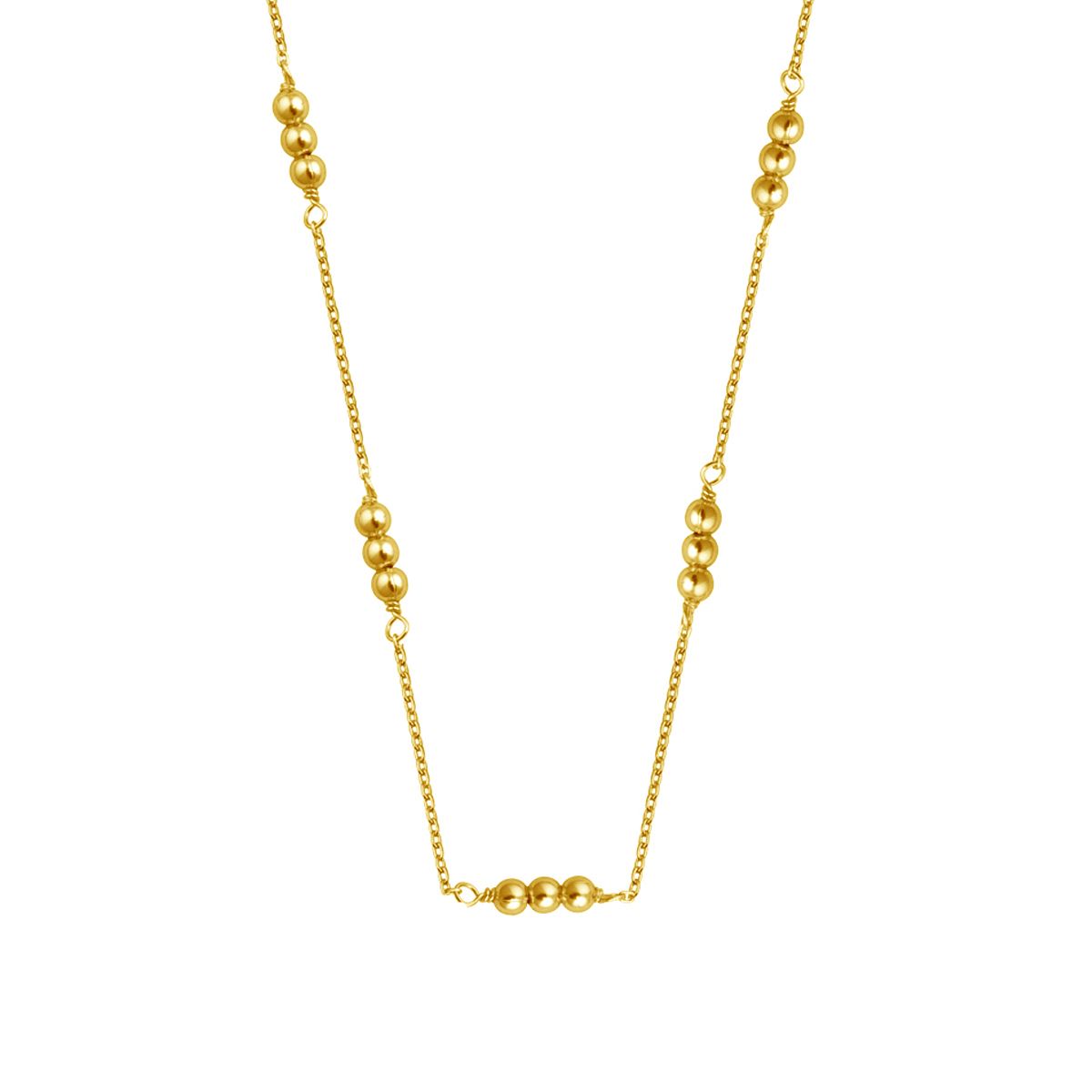 Gold Plated Sterling Silver Triple Bead 16 Inch Necklace