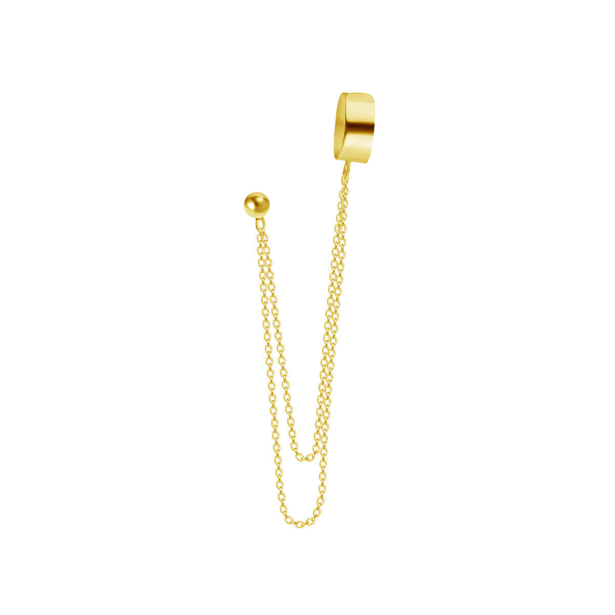 Gold Plated Sterling Silver Ear Cuff & 4mm Ball Stud Earring