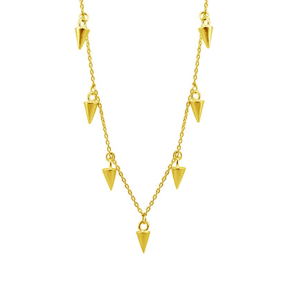 Gold Plated Sterling Silver Multi Spike 16 inch Necklace