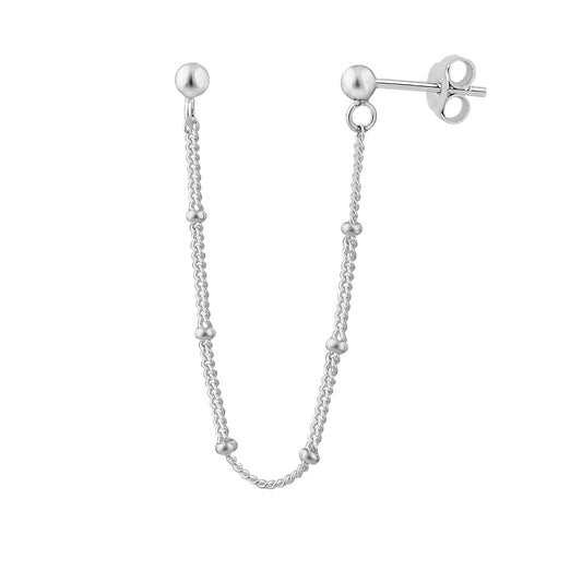 Enkel Sterling Sølv Bobble Chain Dobbel Ball Stud øredobber