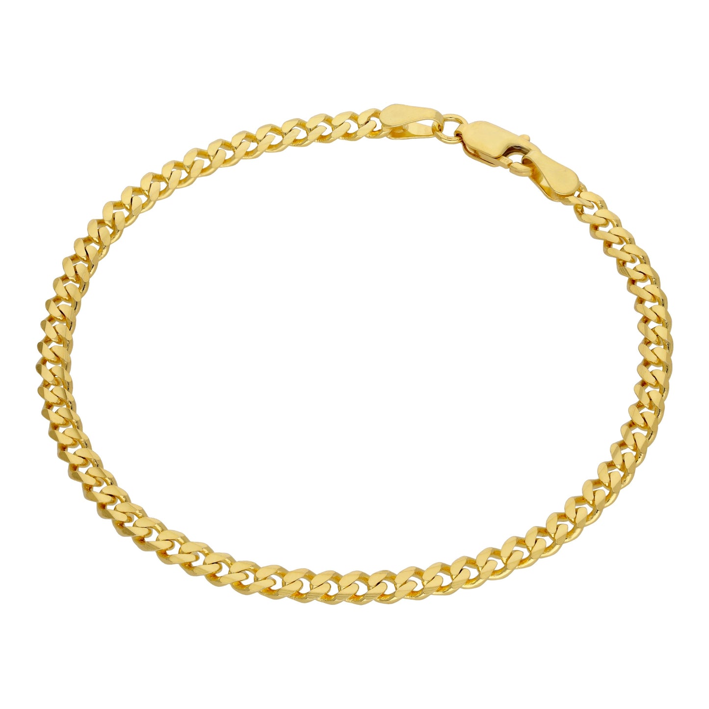 Gold Plated Sterling Silver 3.5mm Curb Bracelet 7 Inches