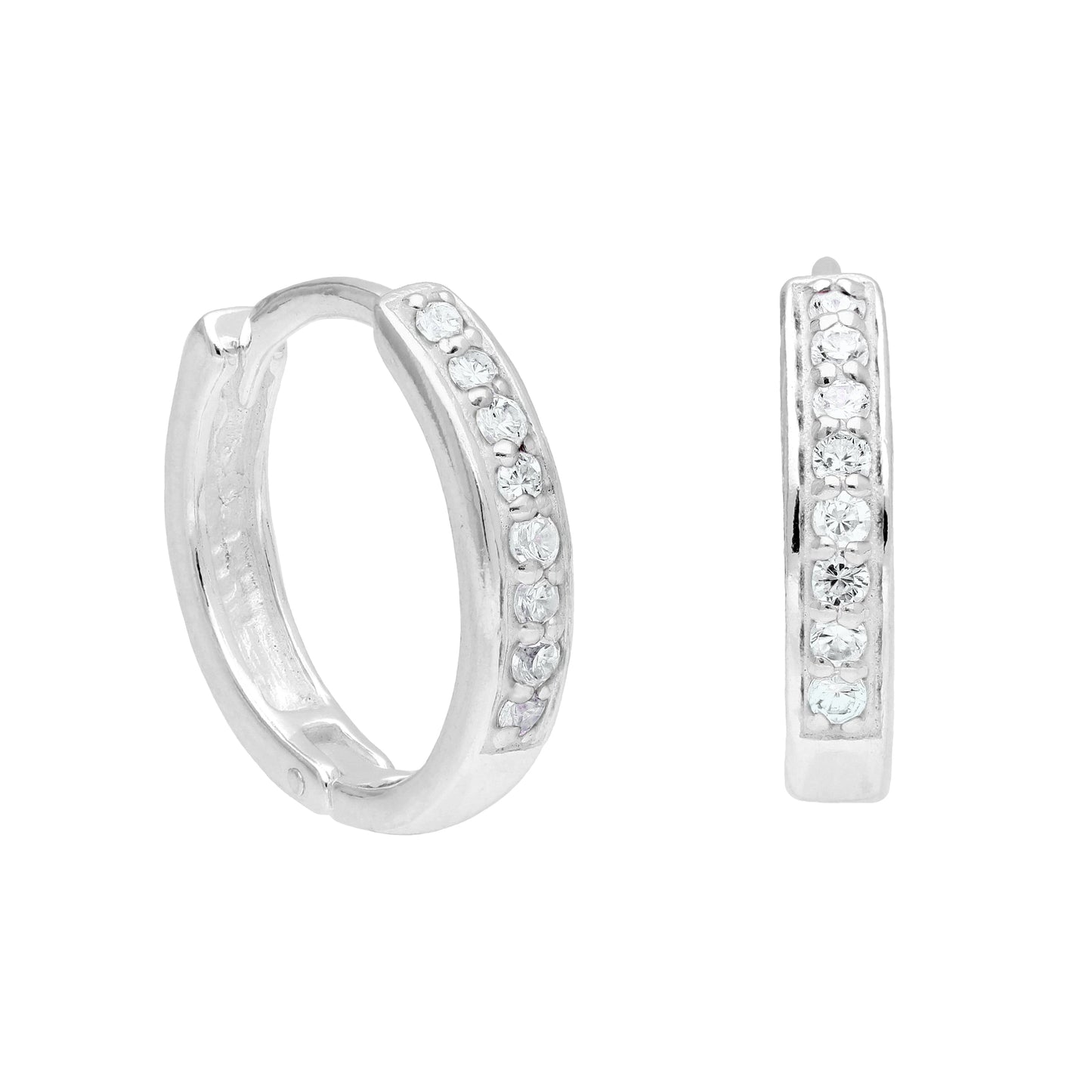 Sterling sølv Aquamarine CZ Pave 15 mm Huggie Hoop øredobber