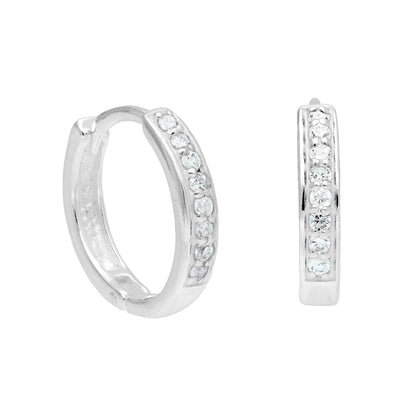 Sterling sølv Aquamarine CZ Pave 15 mm Huggie Hoop øredobber