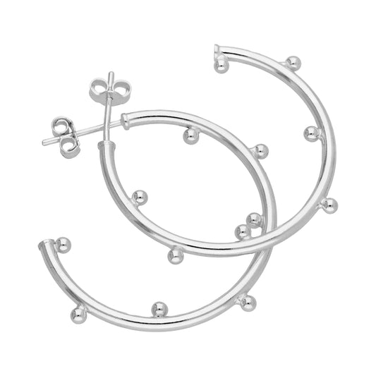 Sterling sølv 30 mm Bobble Open Hoop Stud øredobber