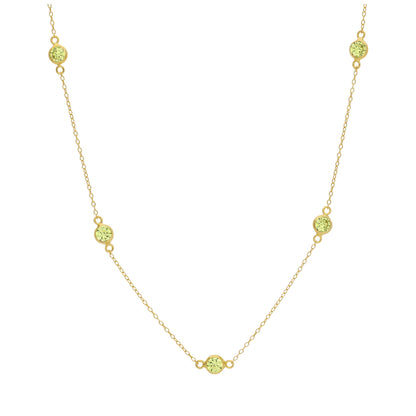 Gullbelagt Sterling Sølv Multi Peridot CZ Birthstone Halskjede