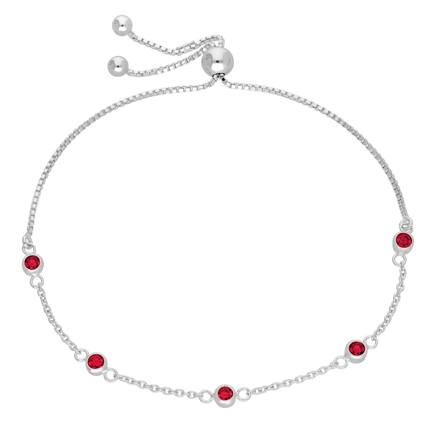 Sterling Silver Multi Garnet CZ Adjustable Bracelet