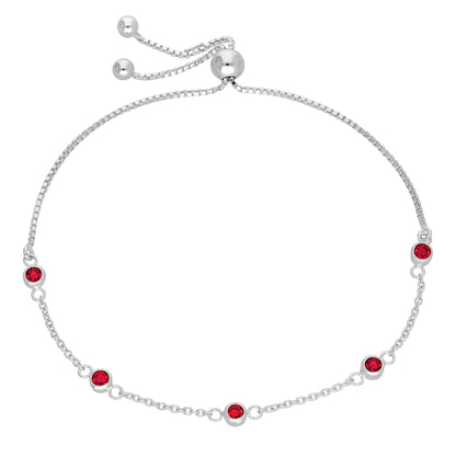 Sterling Silver Multi Garnet CZ Adjustable Bracelet