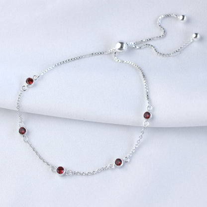 Sterling Silver Multi Garnet CZ Adjustable Bracelet