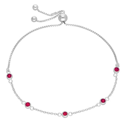 Sterling sølv Multi Ruby CZ justerbart armbånd